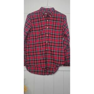 Ralph Lauren Vintage Men's Red Plaid Button Up Long Sleeve Shirt Size Medium